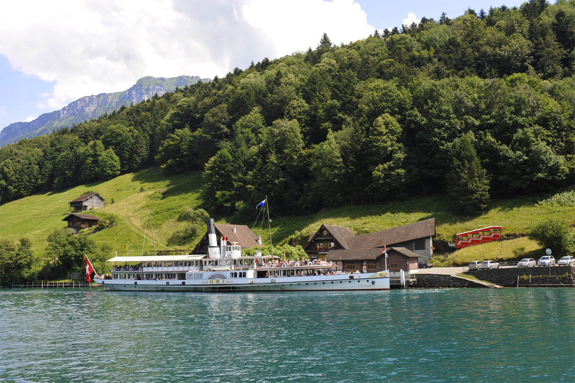Lake Lucerne steamer calling at Treib